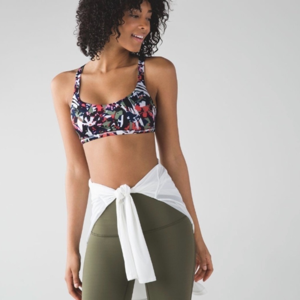 lululemon | Women's Free To Be Bra Mini Pop Cut Boom Juice Multi / Black Size 4